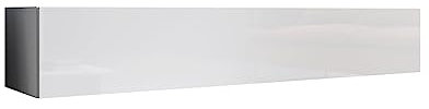 MB Muebles Bonitos, Mueble TV Colgante Aitana M2 para Salón Moderno, Mueble Modular Suspendido en Pared, Puerta de PVC Alto Brillo, Estructura Melamina Mate, Color Blanco, 180x30x40 cm