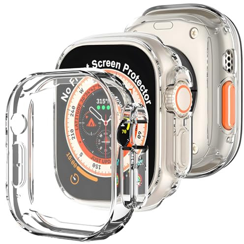 Whioltl 3-Pack Case for Apple Watch Ultra 2 (2023) / Ultra 49mm Screen Protector, HD Clear Cover Compatible With iWatch, Transparent Soft TPU Overall Protective Anti-Scratch Bumper