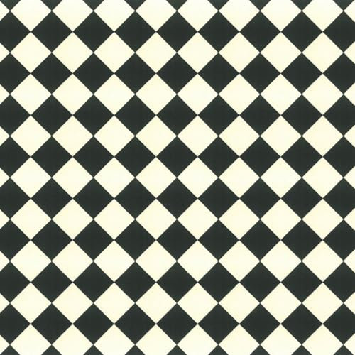 VINYL FLOORING UK Black White Chequre Tile Effect Anti-Slip Vinyl Flooring For Kitchen Bathroom LivingRoom DiningRoom 2.8mm Thick Vinyl Sheet Waterproof Linoleum Sheet-9m(29'5) X 4m(13'1)-36m²