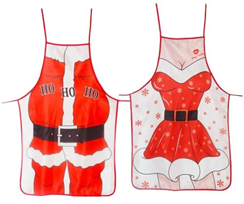 APPCRFM Delantales de Navidad, Delantal Navidad Impermeable, Delantales para Cocinar Hornear Hacer Manualidades Adultos Ajustable Delantal Festiva Decoraciones-2pcs