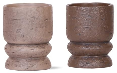 Lot de 2 cache-pots « Vintage » - Coupe - Lot de 2 cache-pots en marron clair et foncé - Compatible avec les pots de 9 cm