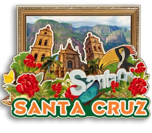 Santa Cruz Bolivien 3D-Kühlschrankmagnet, Holz, Stadt, Reise, Souvenir, Kühlschrankaufkleber, Zuhause, Küche, Whiteboard, Dekoration