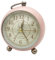 Zeroupshop Petite horloge de bureau, réveil analogique rétro vintage, horloge dorée silencieuse sans tic-tac, réveil à piles, horloge de chevet (rose)