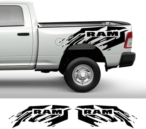 YDIOWBKLO 2 Stück Pickup Spritzstreifen Bettaufkleber LKW Kofferraum Dekor Aufkleber Vinylabdeckung, für Dodge RAM Hemi 1500 2500 3500 Rebel