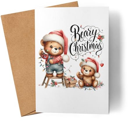 Lilavie-Design Beary Christmas Lustiges Bärenmotiv Karte Weihnachtskarte witziges Design Weihnachten