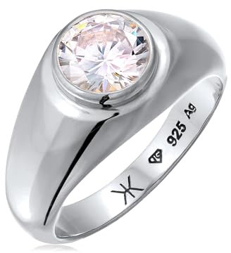 Kuzzoi Herren Silber Ring mit Zirkonia aus 925 Sterling Silber Siegelring mit Stein für den Mann in der Ringgröße 56