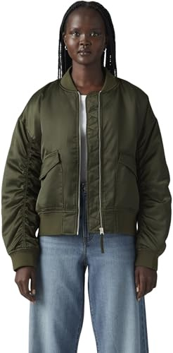 Levi's Women's Bomber Jacket Andy with Flap Pockets, Standard Fit, Green (Deep Depths), S