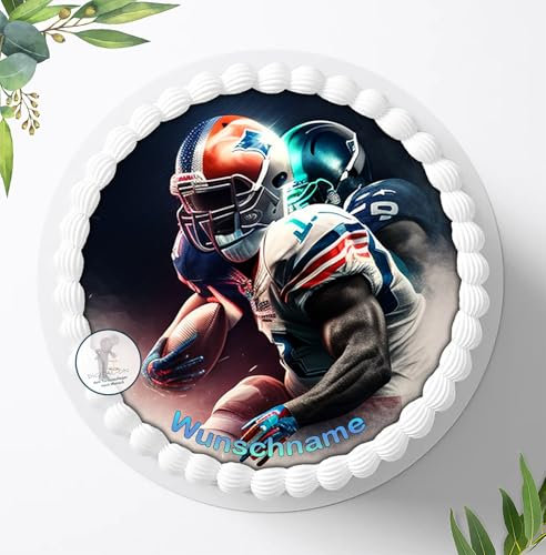 Tortenbild, Zuckerbild Personalisiert mit Wunschnamen zum Geburtstag, NFL Football, Essbares Foto für Torten, Tortenbild zum Geburtstag, Tortenaufleger Ø 20cm - 1958z