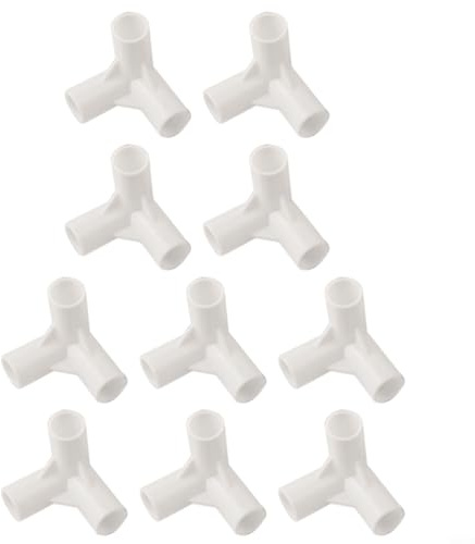 10-teiliges Zeltstangen-Verbindungs-Set, kompatibel mit 16 mm Durchmesser, Kunststoff-T-Verbindungsstück, Zeltzubehör für Vordächer, Haustierbetten und mehr (90-Grad-T-Stück)