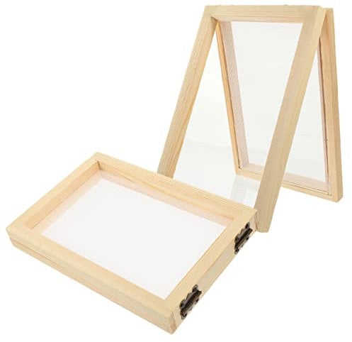 VILLFUL 2pcs Wooden DIY Paper Making Frame Kit Material Package for Craft Projects Handicraft Wooden Frame for Boys and Girls