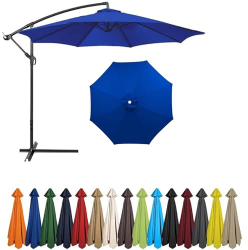 Repuesto Sombrilla 4.0/3.5/3.0/2.8/2.7/2.5/2.3/2.0 Metros Tela sombrilla para 6/8 Brazos, Cubierta De Sombrilla De Tela De Repuesto, para Jardín, Patio, Terrazas (8ribs:4m/13.1ft,Azul)