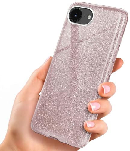 ONEFLOW Glitter Case für iPhone 16e Glitzer Handyhülle mit Kameraschutz, Stylische Hülle Glitzernd, Dünne TPU Schutzhülle für Damen, Glitzerhülle Qi kompatibel, Rosa
