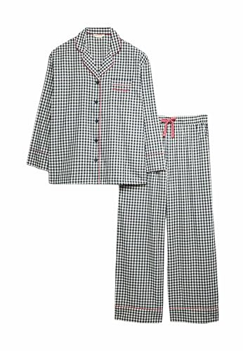 Marks & Spencer Pyjama de Noël Pur Coton à Carreaux Vichy Mélange De Noir Femmes UK 14 (EU 42)
