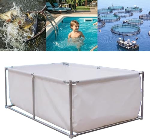 Piscina, marco de acero sobre el suelo, piscina de jardín duradera para familias y niños, fácil montaje, incluye parche de reparación, diseño rectangular grande