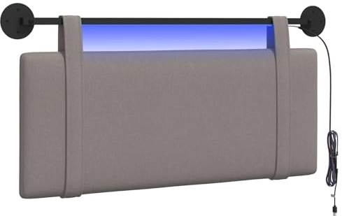 vidaXL Hängendes Kopfteil Mit LED Licht Taupe Stoff, Stylische Schlafzimmer-Deko, modernes Wandkopfteil, luxuriöser Stoffakzent, gemütliche Schlaf-Oase