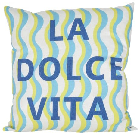 Macosa Dekokissen Dolce Vita Blau 45x45 cm mit Füllung Sommerkissen | Sofakissen, Zierkissen und Couchkissen für Wohnzimmer, Balkon und Terrasse, Bezug mit Reißverschluss, bei 30 Grad waschbar