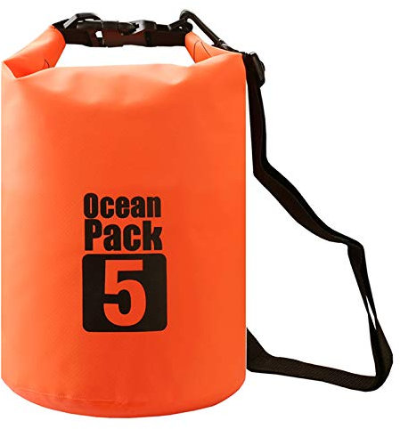 TopSupplier 2 l/5 l/10 L/15 L/20 L/30 L Bolsa Impermeable, Lona 500D, Resistente, PVC, Bolsa de Almacenamiento Seca para Kayak/Barco/Canoa/Pesca/Rafting/natación/Camping/Snowboard, Naranja, 2 L