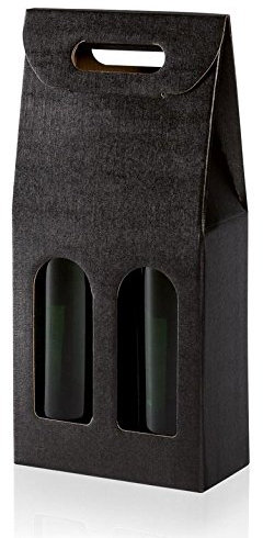 10 Stück Tragekarton Fineline Black (schwarz) für Zwei Flaschen Wein/Sekt,Geschenkkarton
