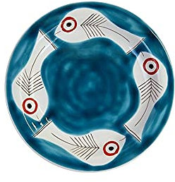 Ceramiche De Simone Piatto Frutta Tondo Ø 18 cm, Realizzato e Dipinto a Mano, Linea Mangiallegro, Decoro Itaca