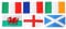 Six Nation Decorative Flags 5ft x 3ft Large England, Scotland, Wales, Ireland, France and Italy Flags - All 6 Nations Rugby Flags