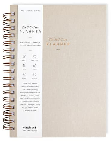 The Self-Care Planner by Simple Self - Agenda giornaliera, mensile, settimanale, senza data, 6 mesi, focalizzata su benessere, produttività, raggiungimento degli obiettivi e felicità (sabbia, edizione