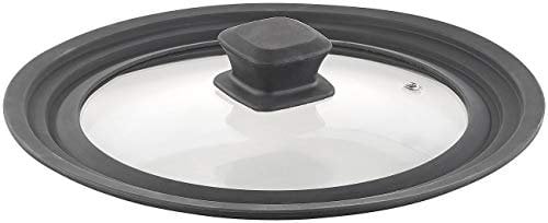 Rosenstein & Söhne Tapas para ollas - cubrir: Tapa de vidrio universal, para ollas y sartenes con Ø 20-24 cm, Bisel de silicona (cubrir por Sartenes, Tapa cazo universal, ventilador)