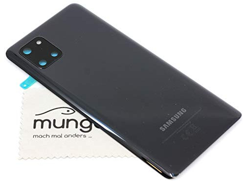 Akkudeckel für Samsung Original für Samsung Galaxy Note 10 Lite (N770F) Schwarz Backcover Deckel Rückwand mit mungoo Displayputztuch