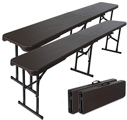 TRUTZHOLM 2X Bierbank Klappbank aus Kunstoff Grau Holzoptik 180cm klappbar Bierzeltbank Campingbank