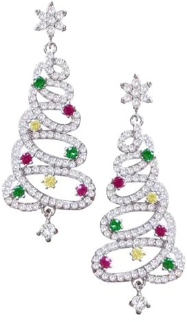 Happyyami Weihnachtsohrringe Weihnachtsbaum Tropfen Baumeln Weihnachtsferien Schmuck Weihnachten S925 Silber Baumeln Ohrringe Ohrstecker