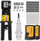 MAYLINE RJ45 RJ11 Cat5e Cat 6 Pince à Sertir Kit d'outils de réparation réseau, outil de sertissage, testeur de câble, de d'outils de Réparation d'Ordinateur Approprié au Bricolage,au Ménage (Gris)