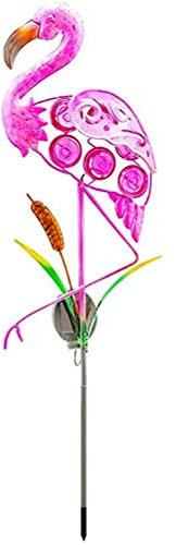 Lampe De Jardin à Del Flamant Rose， Lampe Solaire à Del étanche pour Jardin Extérieur Lampe De Pelouse Flamant Rose en Métal Lampe De Balcon pour Pelouse Déco.