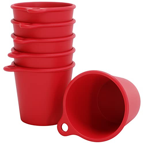 SoPro 6x Schnapsbecher Plastik 4 cl wiederverwendbar - Shotgläser 40 Milliliter rot - Mehrweg Schnapsglas zum Umhängen - Shot Becher 4cl - Schnapsgläser für Junggesellenabschied Frauen, JGA