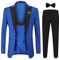 YOUTHUP Herren Anzug Slim Fit 3 Teiliger Herrenanzug Modern Smoking mit Fliege und Broschen für Hochzeit Abschlussball, Blau, XXL