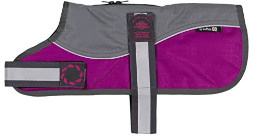 animate Reflective Padded Dog Coat (18in) (Grey/Raspberry)