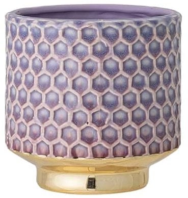 Nordring Pot de Fleur Goldy - Pots de Fleurs décoratifs Couleur pour intérieur Style rétro créatif M (12,5 cm ø), Violet, Céramique