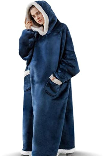 YOULIKE Extra Long Hoodie Blanket for Men Women - Oversized Sweatshirt Fluffy Wearable Snuggle Hooded - Super Soft Giant Fleece Sherpa Blanket Hoodie Sweatshirt