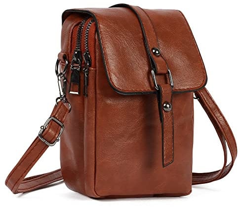 Beaface Women Crossbody Phone Bag, Leather Crossbody Bags for Women with Adjustable Shoulder Strap, Ladies Mobile Phone Cross Body Bag Shoulder Bag (Brown)