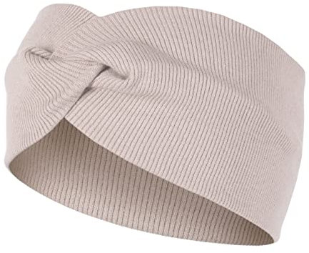 HEYO Stirnband Damen Haarband Elastisch Verdreht Kopfband Feinripp Optik (Beige)