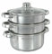 EliteKoopers 3-Tier 24cm Stainless Steel Steamer Set Casserole Stock Pot With Handle For Home, Kitchen Cookware