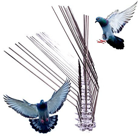 SPIRDS 3 Meter Schwalbenabwehr Dichte Stacheln Vogelabwehr-Spikes Schutz vom Balkon Fensterbank Simse, Taubenabwehr-Spikes rostfreier Draht, Vogelabwehrspitzen 3 Reihen 100 Stacheln pro 1m 6 Stk.x50cm