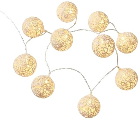 LED Lichterkette Weiß mit 10 Großen Kugeln für Innen | Batteriebetrieben & Kabellos – 160cm Dekolichterkette für ein Gemütliches Ambiente in Wohnzimmer, Schlafzimmer | Stimmungsvolle Akzentbeleuchtung