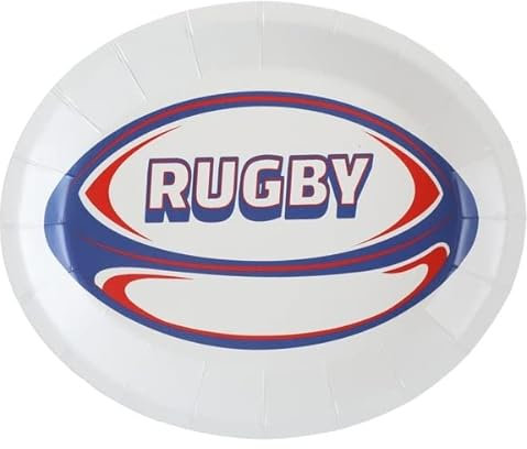 Santex mariage Paquet de 10 Assiettes Rugby 19cm ovales