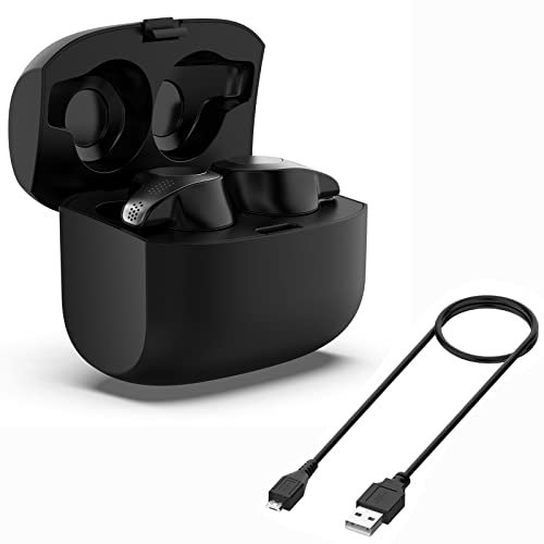 Hesupy Étui de chargement pour Jabra Elite 65t, chargeur avec câble de charge USB, 1 port USB, 1E+1 watts, 2.5 amps, noir, 65 g, compatible avec Jabra Elite 65t