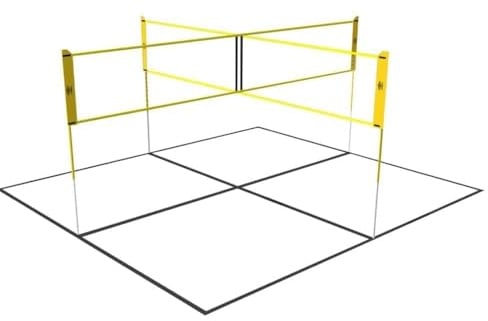 UMBRO Spielnetz - Garten - 168 x 400 cm - 4 Fachs - Volleyballnetz - Badminton Netz - Schwarz/gelb