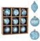 Weihnachtskugel-Ornamente, bruchsicheres Set mit Dekor, 9-karätiges Set 2023, Dekoration für Weihnachtsbaumkugeln, 80 mm, Hellblau mit Silberfarben, 9 Stück