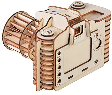 Bagima Wooden Puzzle DIY Camera Model Wood Craft Kit Laser-Cut Kits Engineering Gears Set Assembly Ideal Christmas Birthday