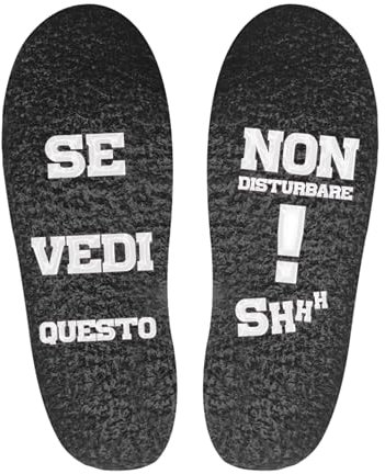 KEÏNELS Calzini Uomo Divertenti Antiscivolo Lunghi Taglia Unica - 1 Paio di Calze Calde di Pile Nero - Idea Regalo Natale Papà Uomo Compleanno Nonno