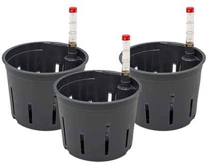Leni Kulturtopf Set mit Wasserstandsanzeiger Ø 11 cm H 9 cm 3er-Pack rund | für Hydrokultur-Systeme, aus langlebigem Kunststoff, Größen 5-32 cm zur Wahl