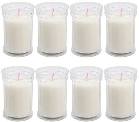 8 Stück Weiß Stumpenkerzen 9 x 6cm, Weiß Votivkerzen Mittlere Größe Brenndauer: Ca. 36 Stunden