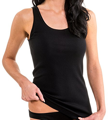 HERMKO 91318 Damen Doppelripp Tank Top aus 100% Bio-Baumwolle, Farbe:schwarz, Größe:52/54 (XXL)